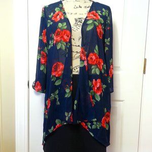 DNA Couture Blue Rose floral Kimono size Med